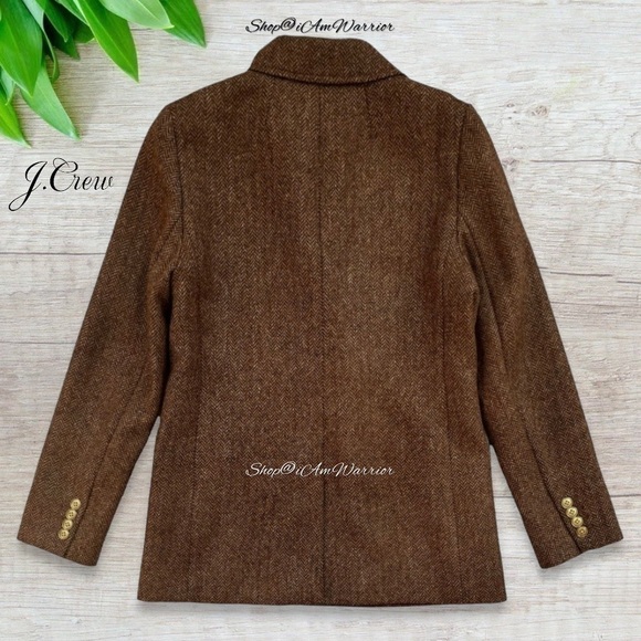 J.Crew hazelnut brown herringbone double breasted Moon English wool blazer - Picture 10 of 16